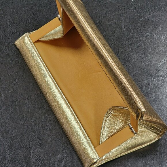 Vintage Made in USA Gold Foil Lame Evening Party Purse Clutch - Picture 3 of 10
